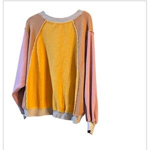 We The Free  Colorblock Over Sized distressed sweatshirt -